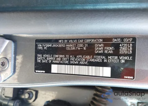 2017 Volvo S60 T5 Dynamic z USA, uszkodzony, nr VIN YV126MFL6H2439763